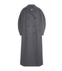 GANNI Grey Recycled Wool-Blend Longline Pea Coat