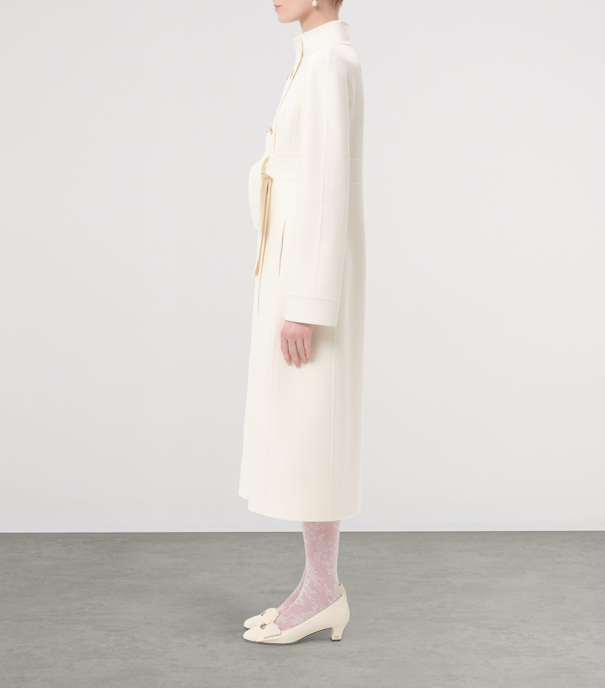 Valentino Ivory Wool-Cashmere Double-Breasted Overcoat