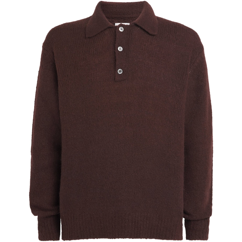 Norse Projects Burgundy Alpaca-Blend Rasmus Polo Sweater
