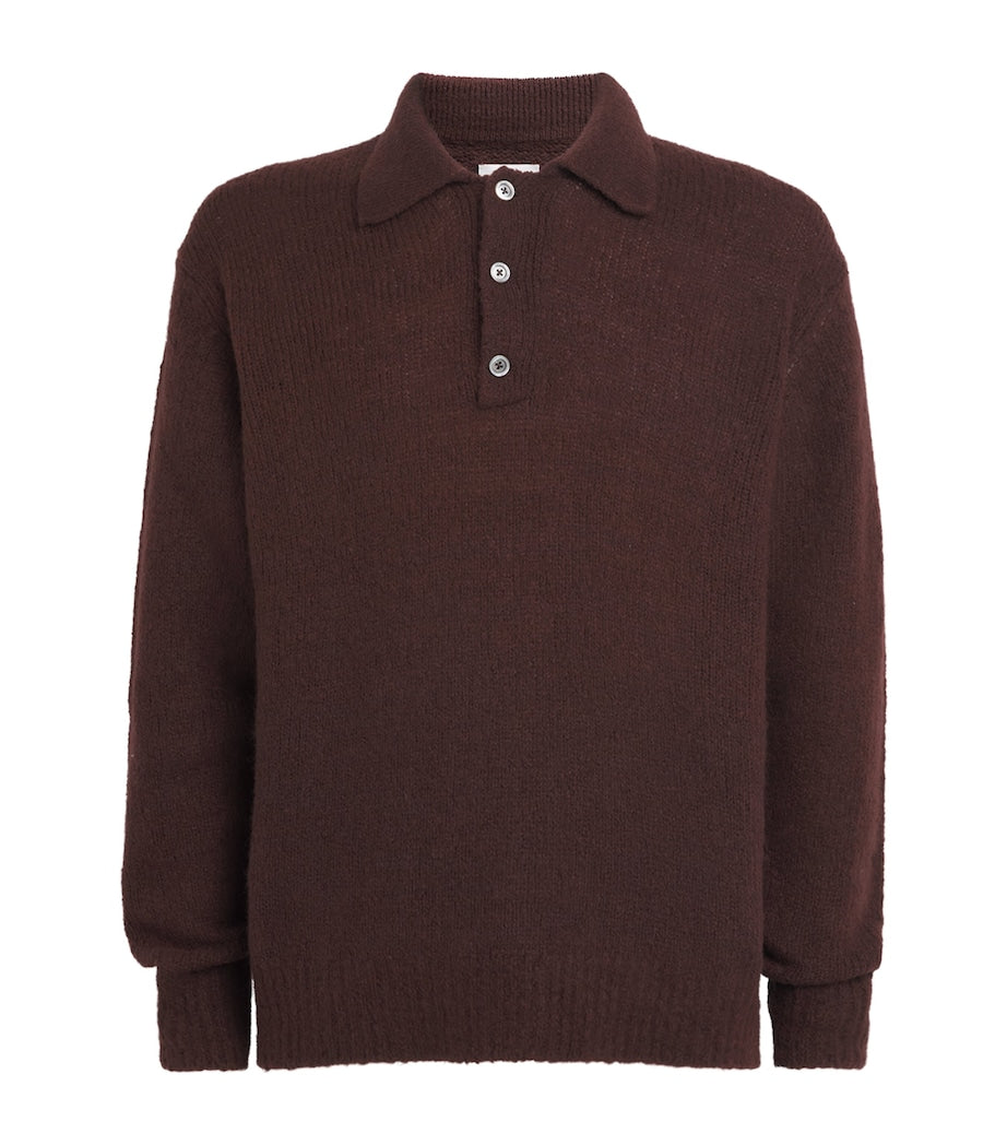 Norse Projects Burgundy Alpaca-Blend Rasmus Polo Sweater