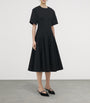 McQueen Black Cotton Poplin Midi Dress