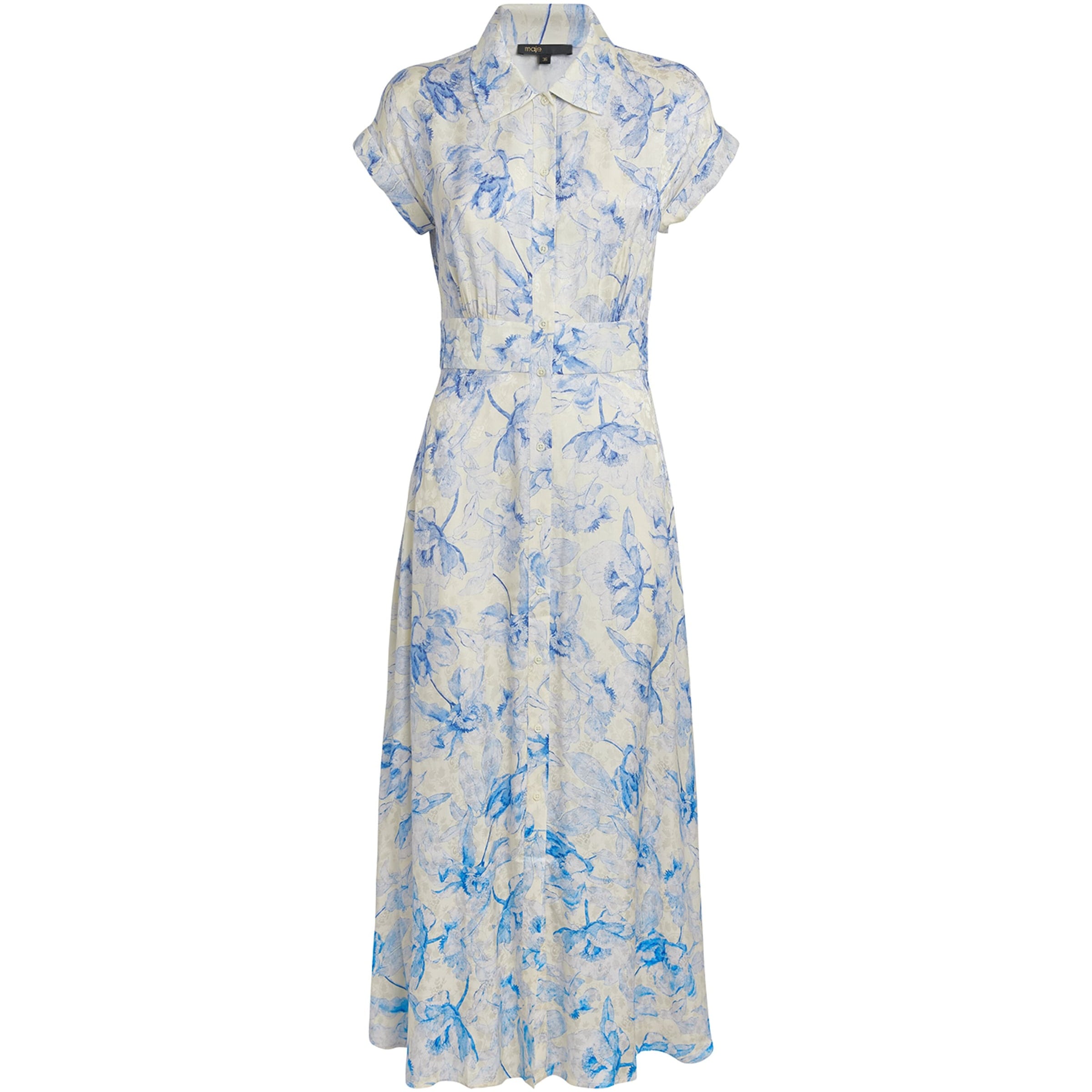 Satin Floral Midi Dress BLUE FLOWER PRINT