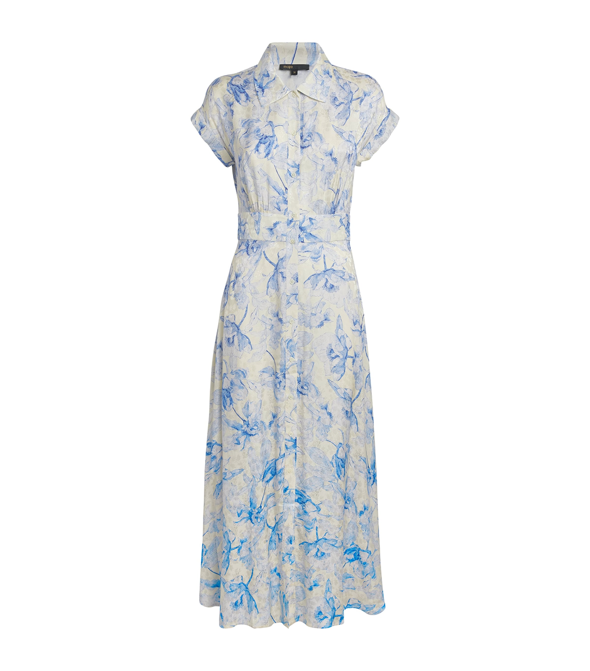 Satin Floral Midi Dress BLUE FLOWER PRINT