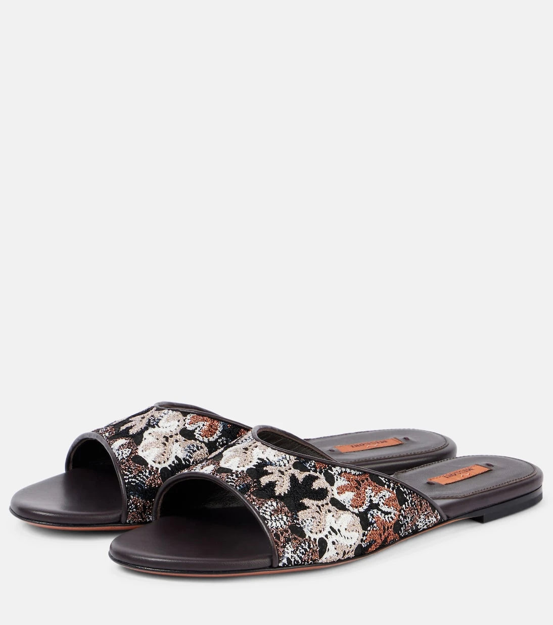 Missoni - Lamé leather mules