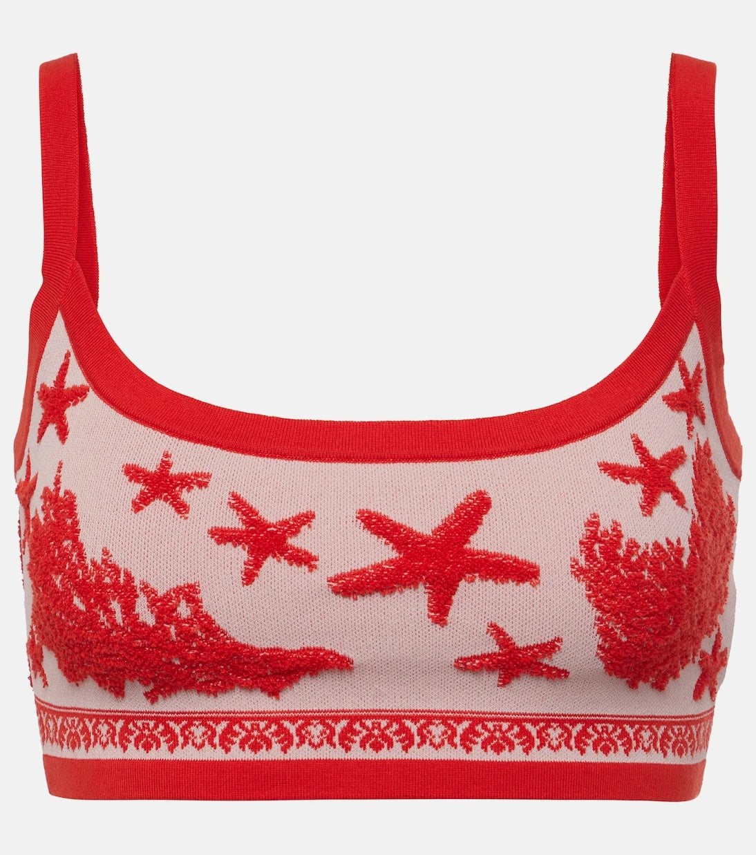 Versace - Cotton-blend jacquard crop top