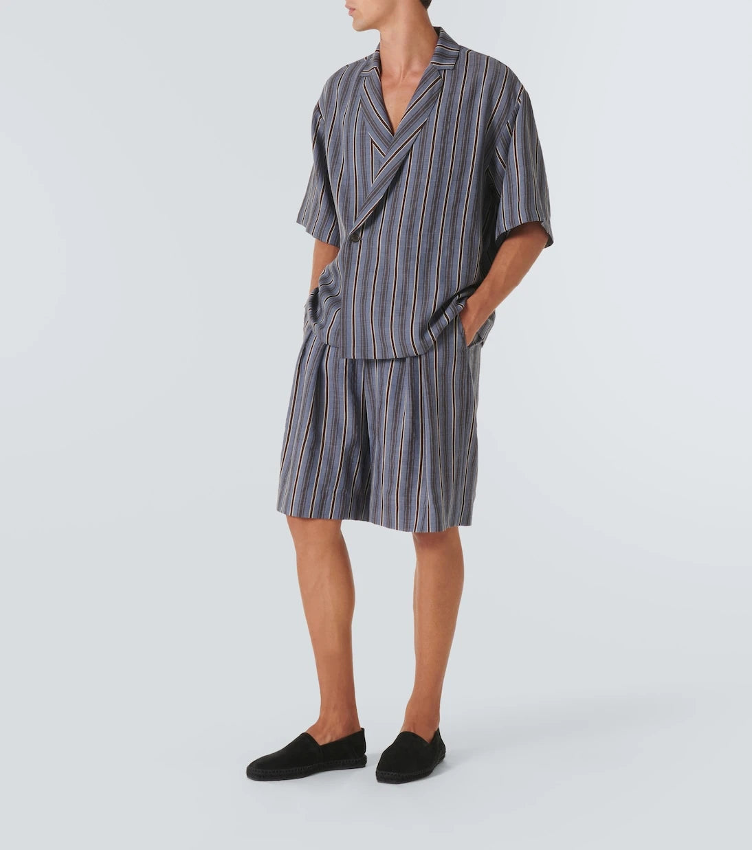 King & Tuckfield - Striped wool Bermuda shorts