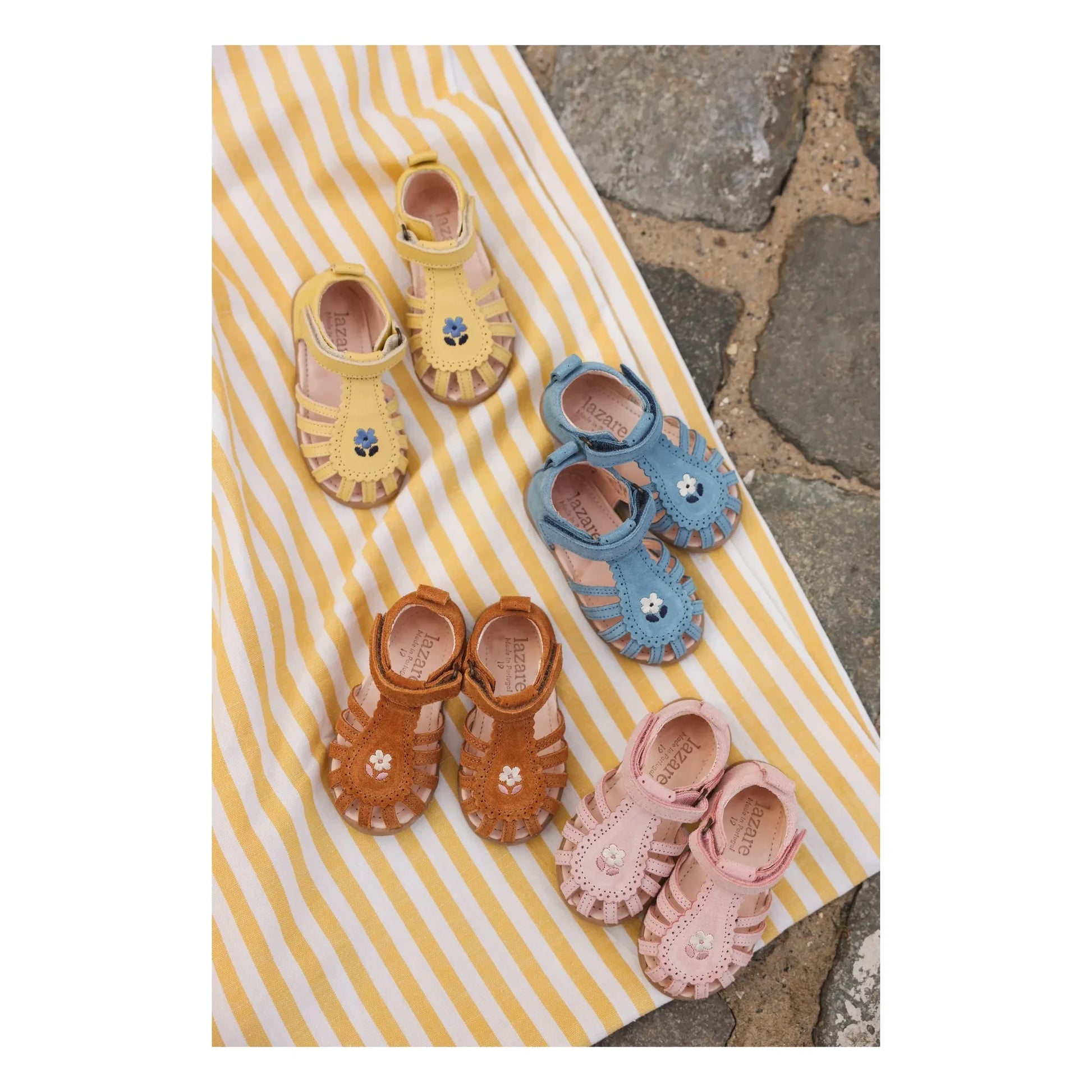 Lazare - Colette Flower Embroidered Sandals | Camel