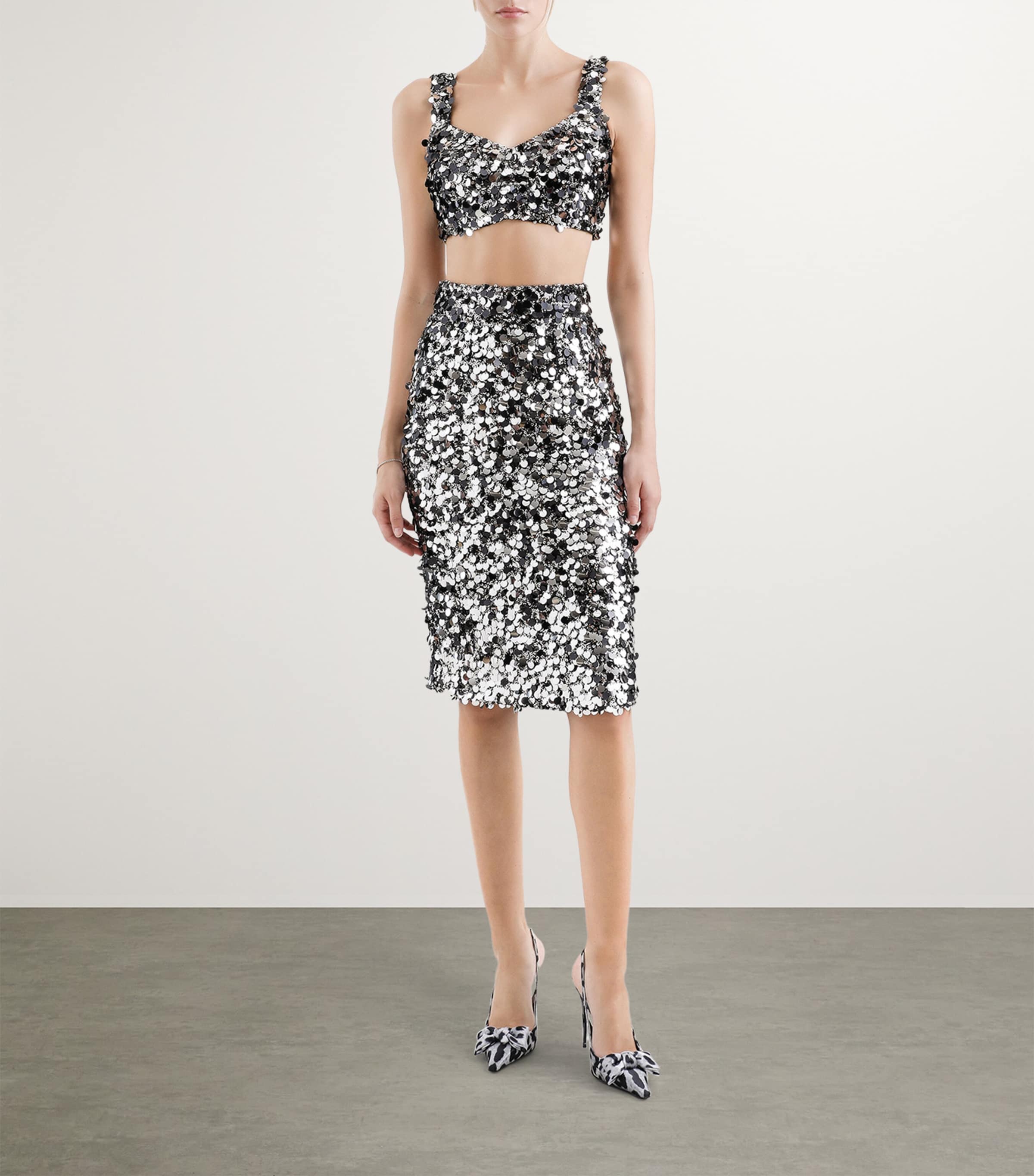 Multi Embellished Sequin Crop Top