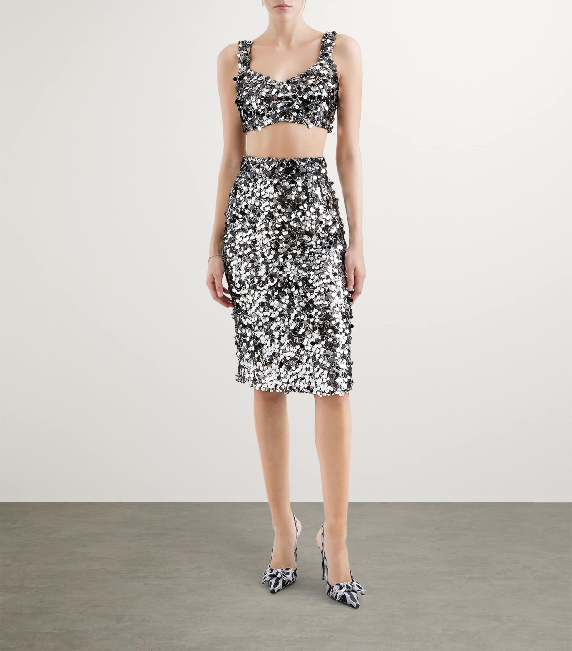 Multi Embellished Sequin Crop Top