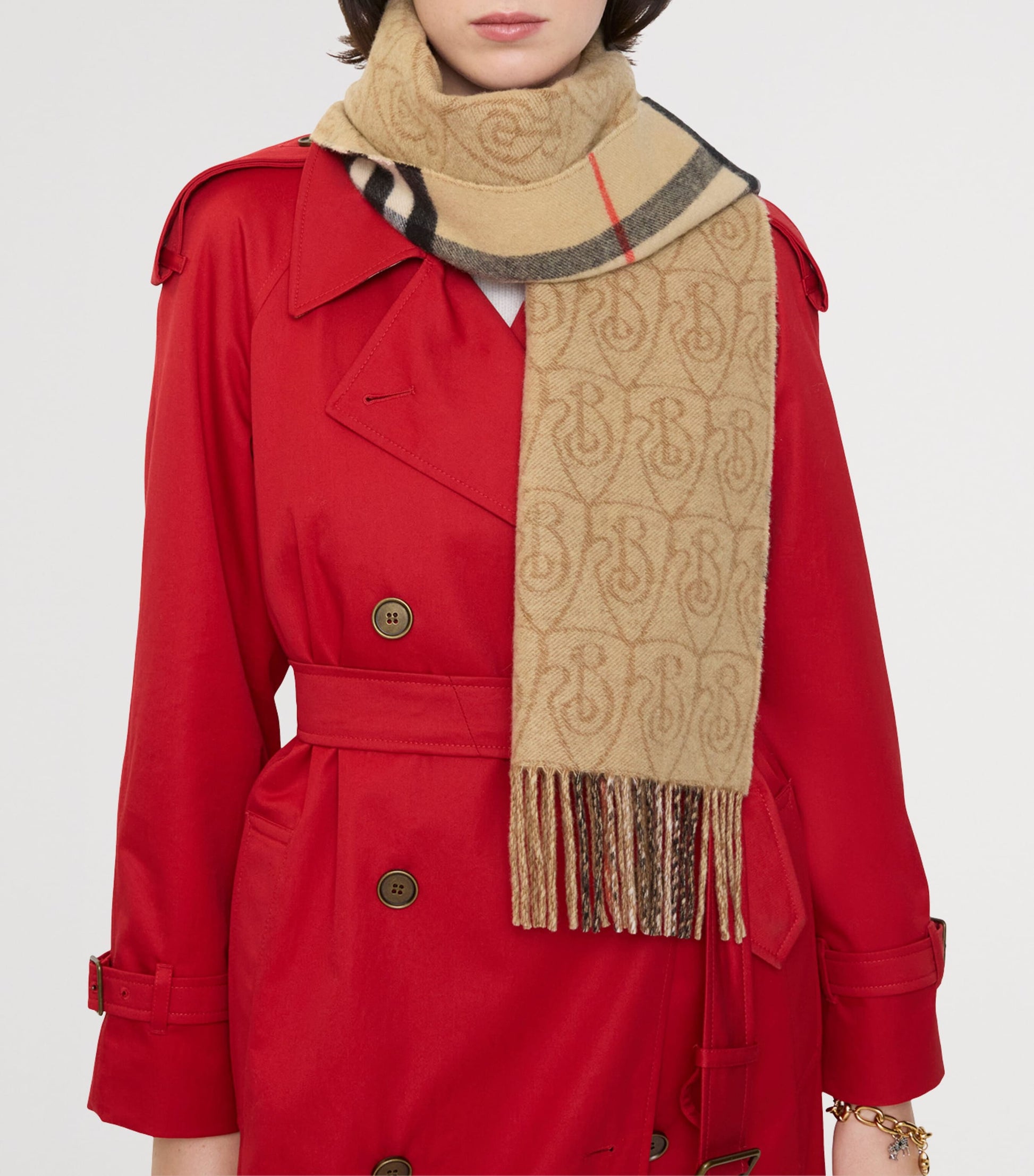 Cashmere Reversible B Shield Scarf