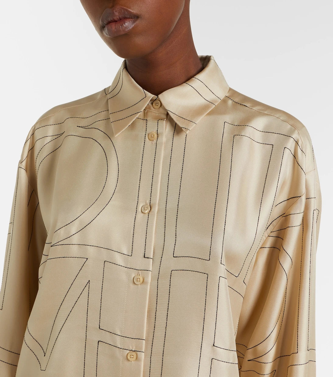 Toteme - Embroidered silk satin shirt