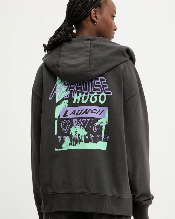 HUGO Blue fermuarlı kadın pamuklu sweatshirt Doa B_4