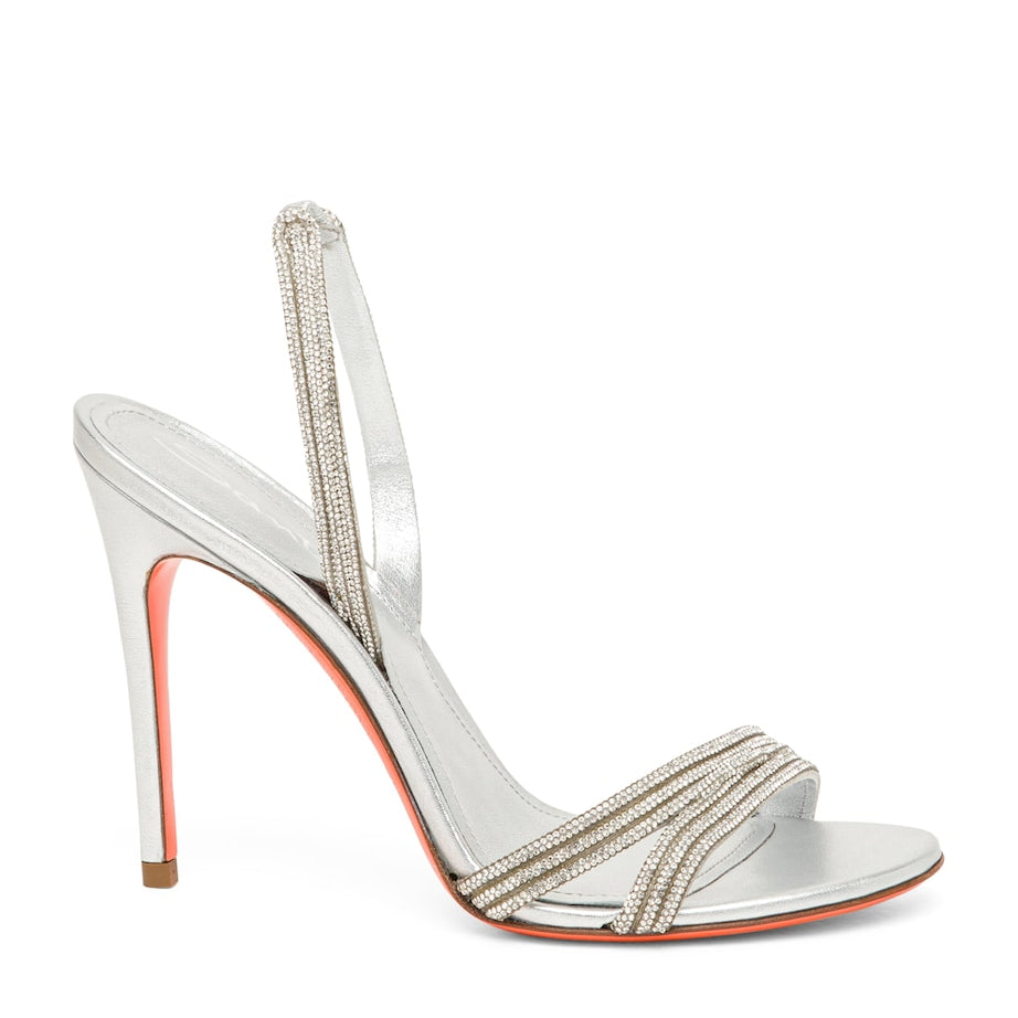 Silver Leather Justine Slingback Heels 105
