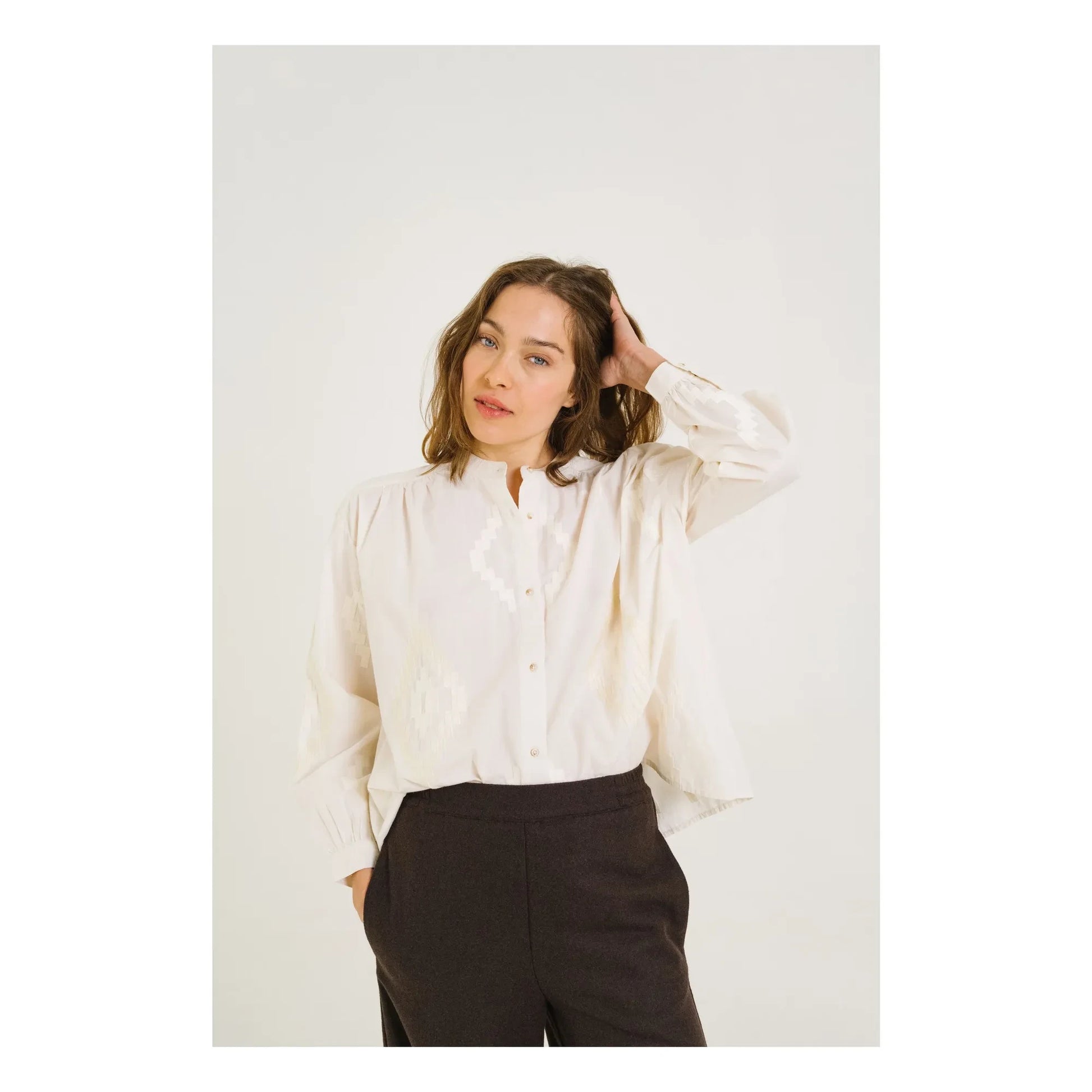 Sacrécoeur - Ella Astra Embroidered Blouse | Ecru