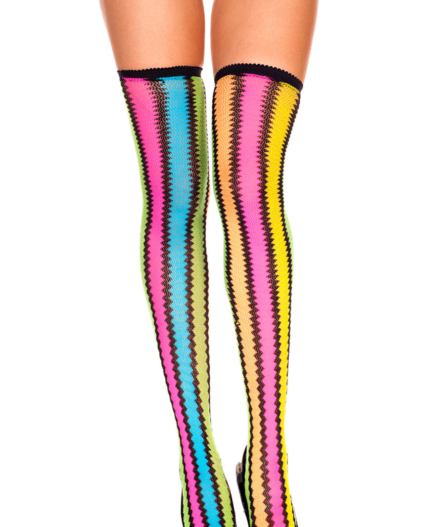 Rainbow Zigzag Thigh High Sock Stockings