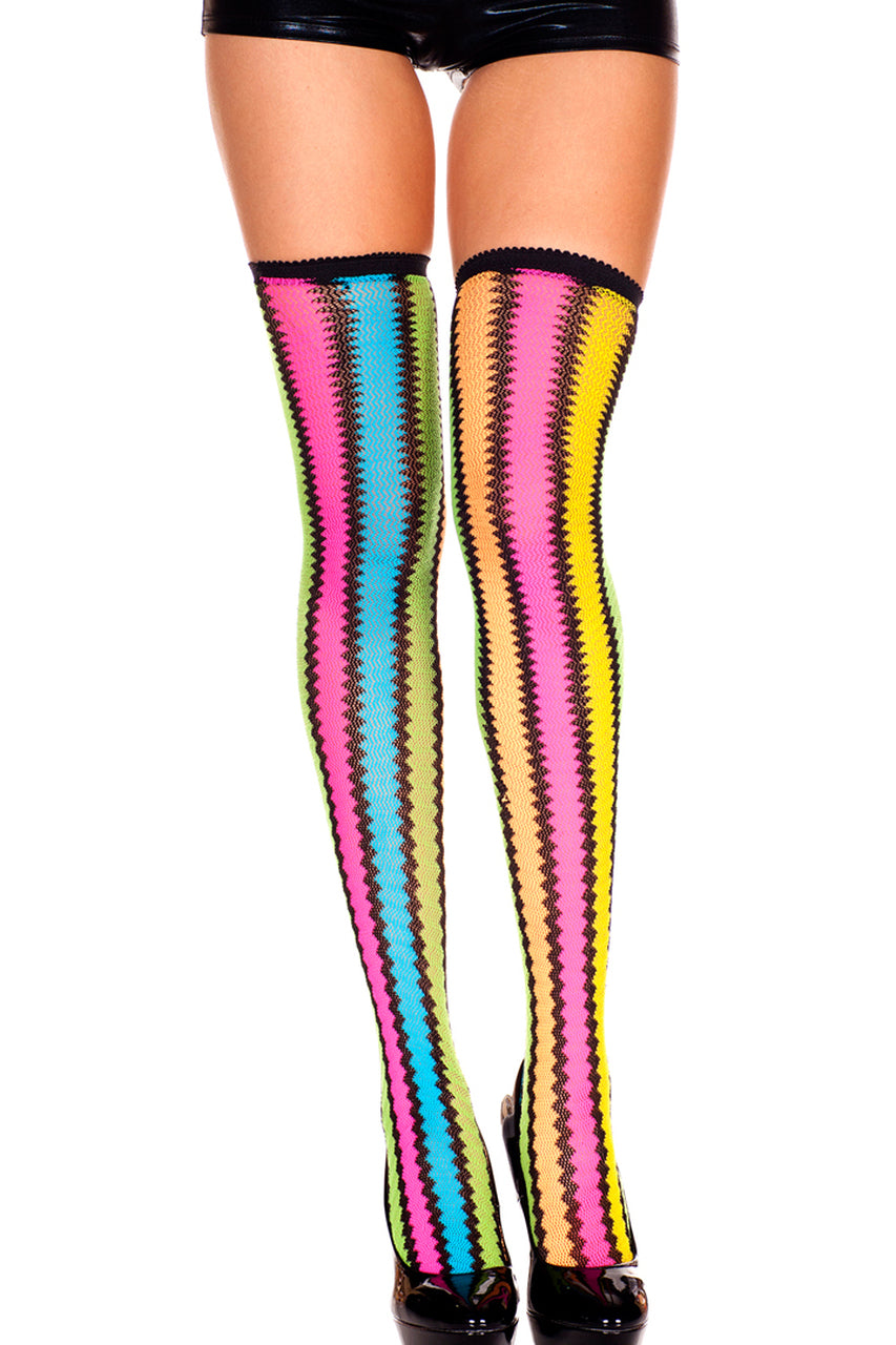 Rainbow Zigzag Thigh High Sock Stockings