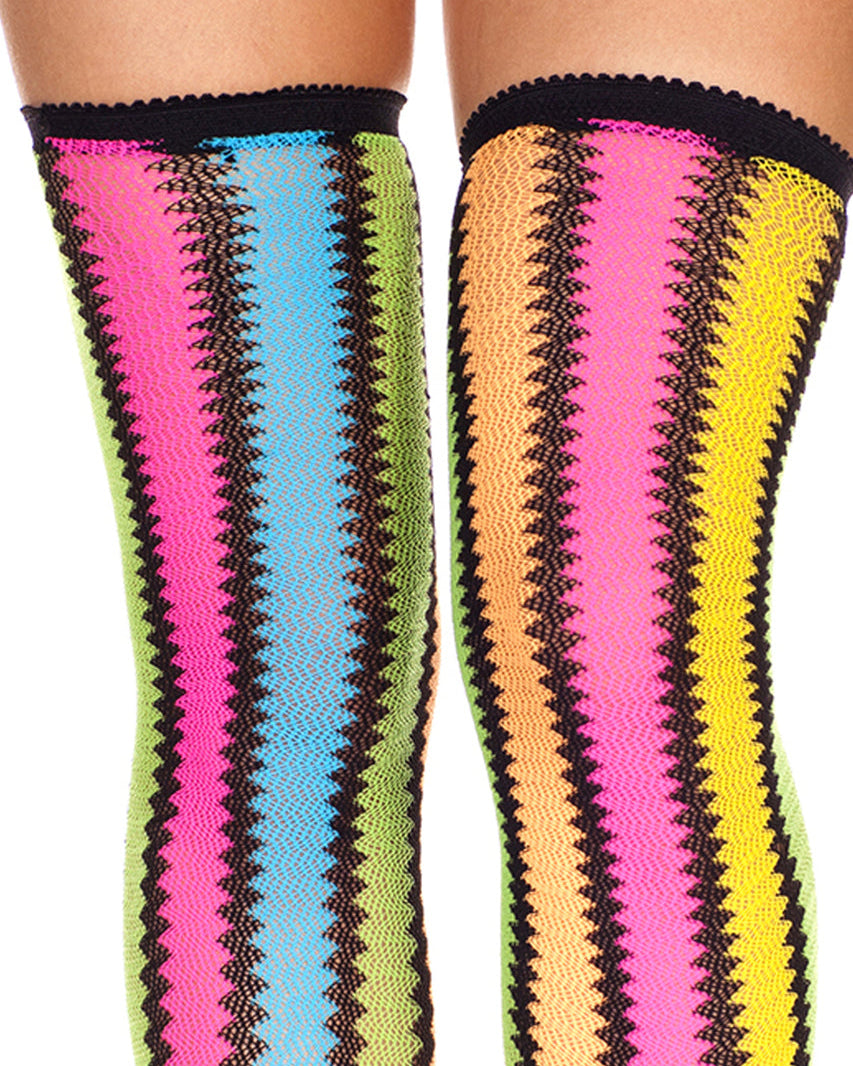Rainbow Zigzag Thigh High Sock Stockings