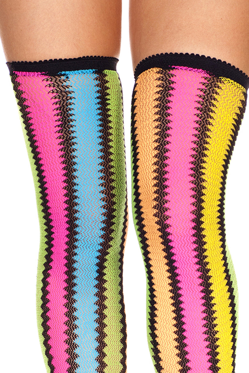Rainbow Zigzag Thigh High Sock Stockings