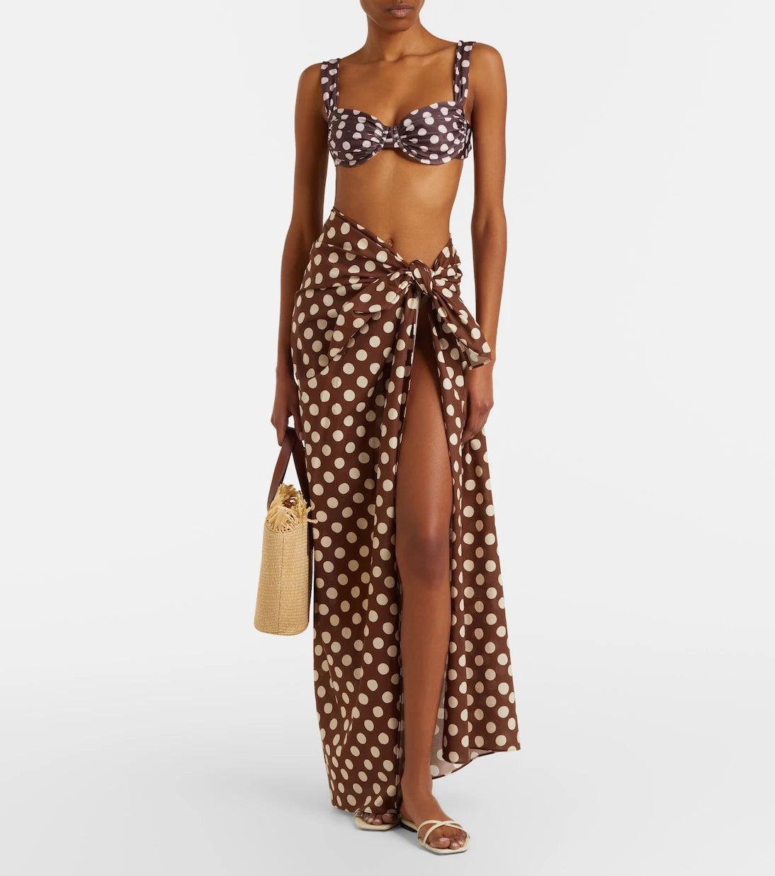 Faithfull - Sol gathered polka-dot bikini top