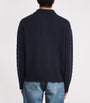 FRAME Navy Wool-Cashmere Polo Sweater
