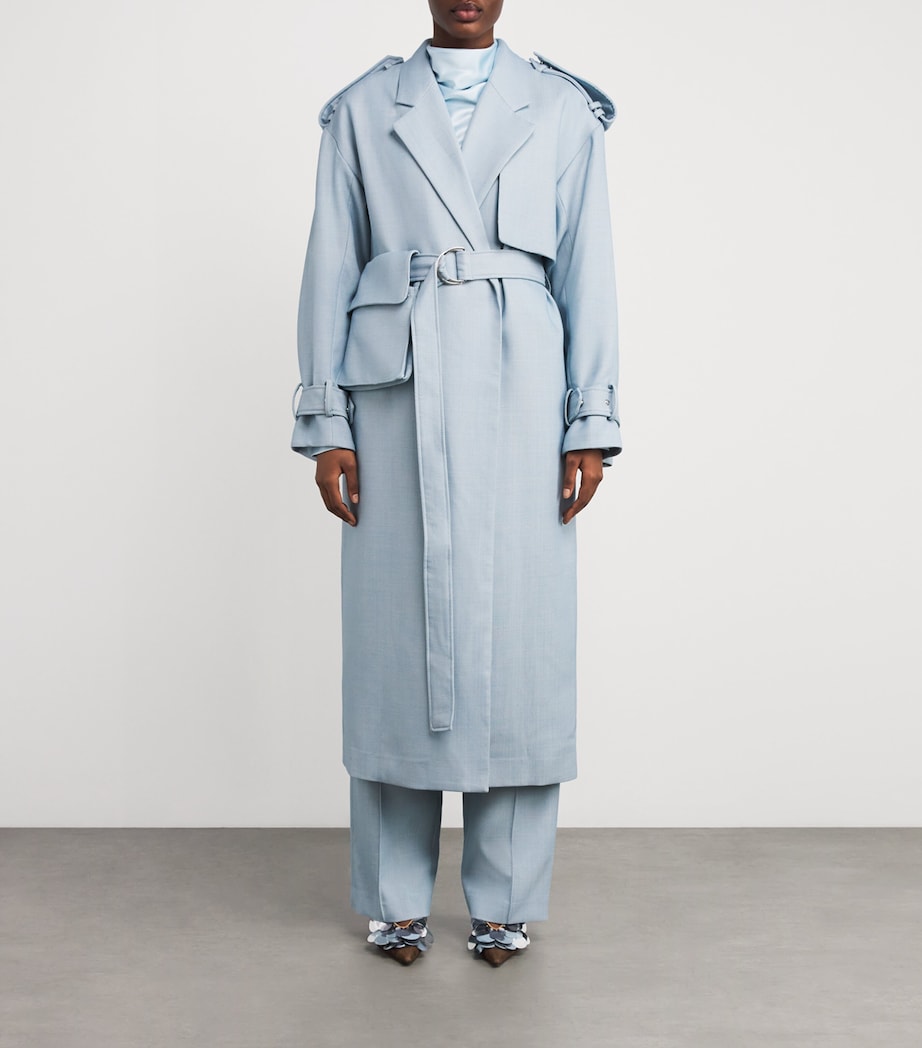 CAMILLA AND MARC Blue Wool-Blend Gehry Trench Coat
