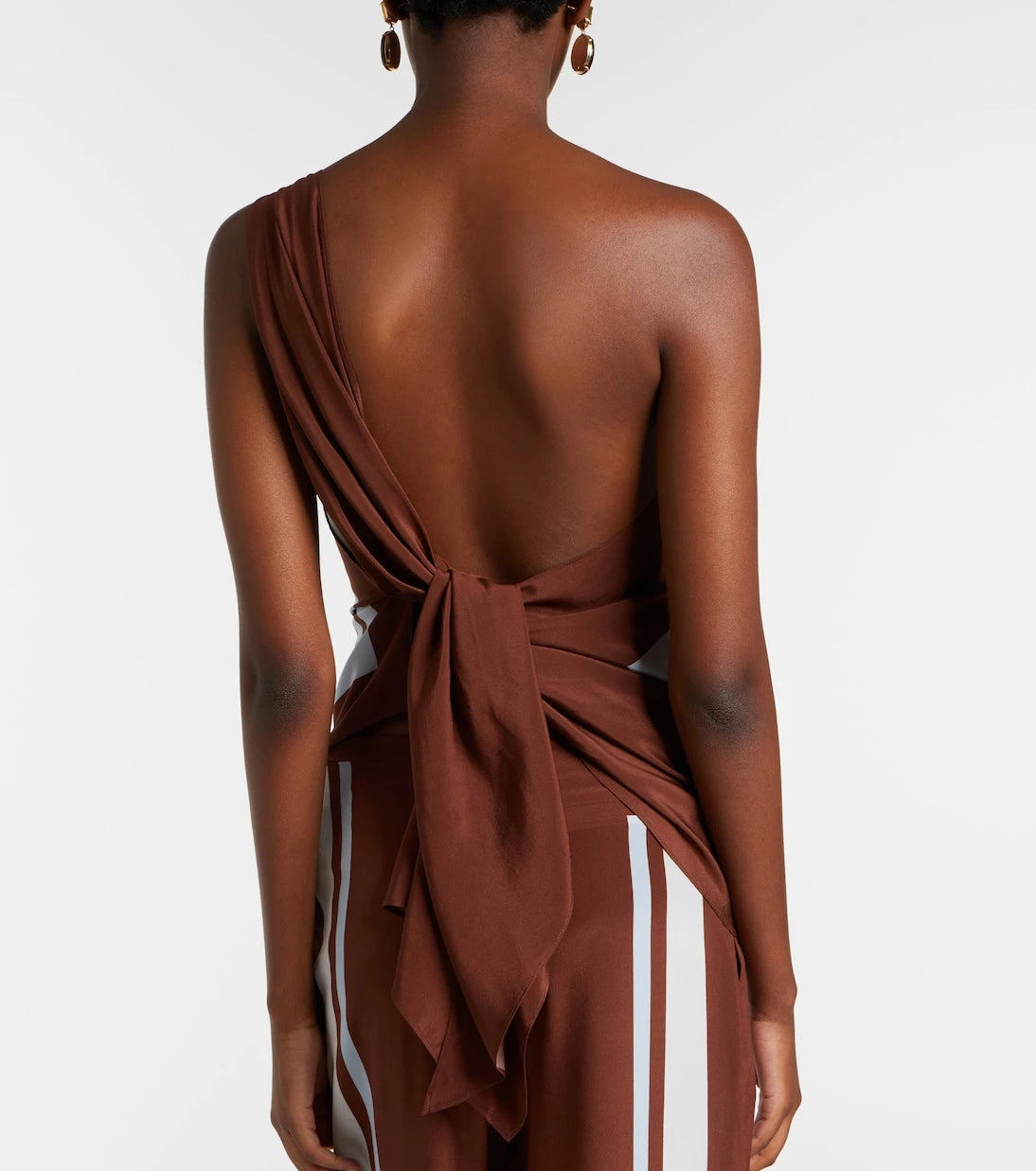 SIR - Beaded one-shoulder printed silk top