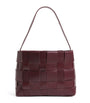 St. Agni Burgundy Mini Leather Woven Tote Bag