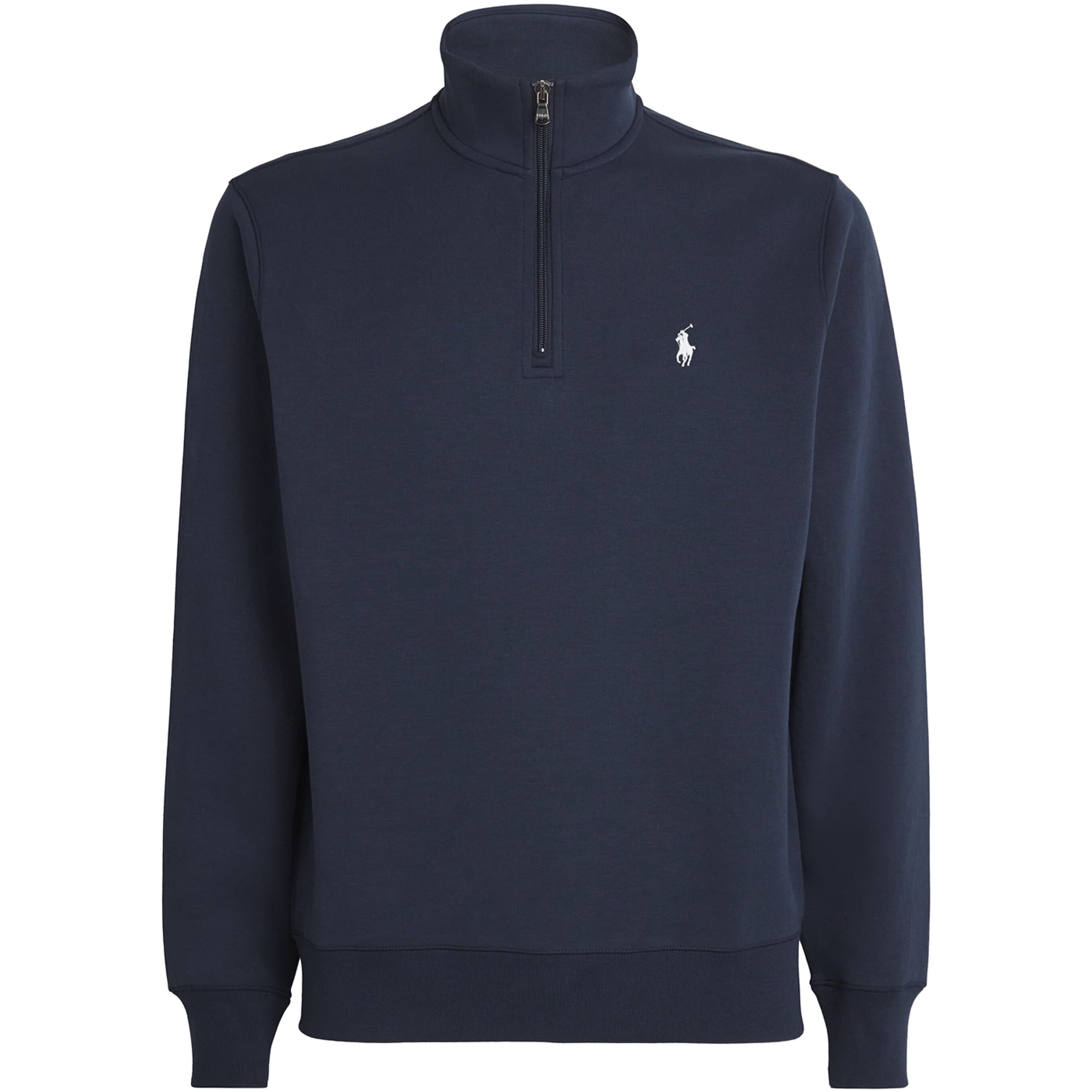 Cotton-Blend Quarter-Zip Sweatshirt BLUE