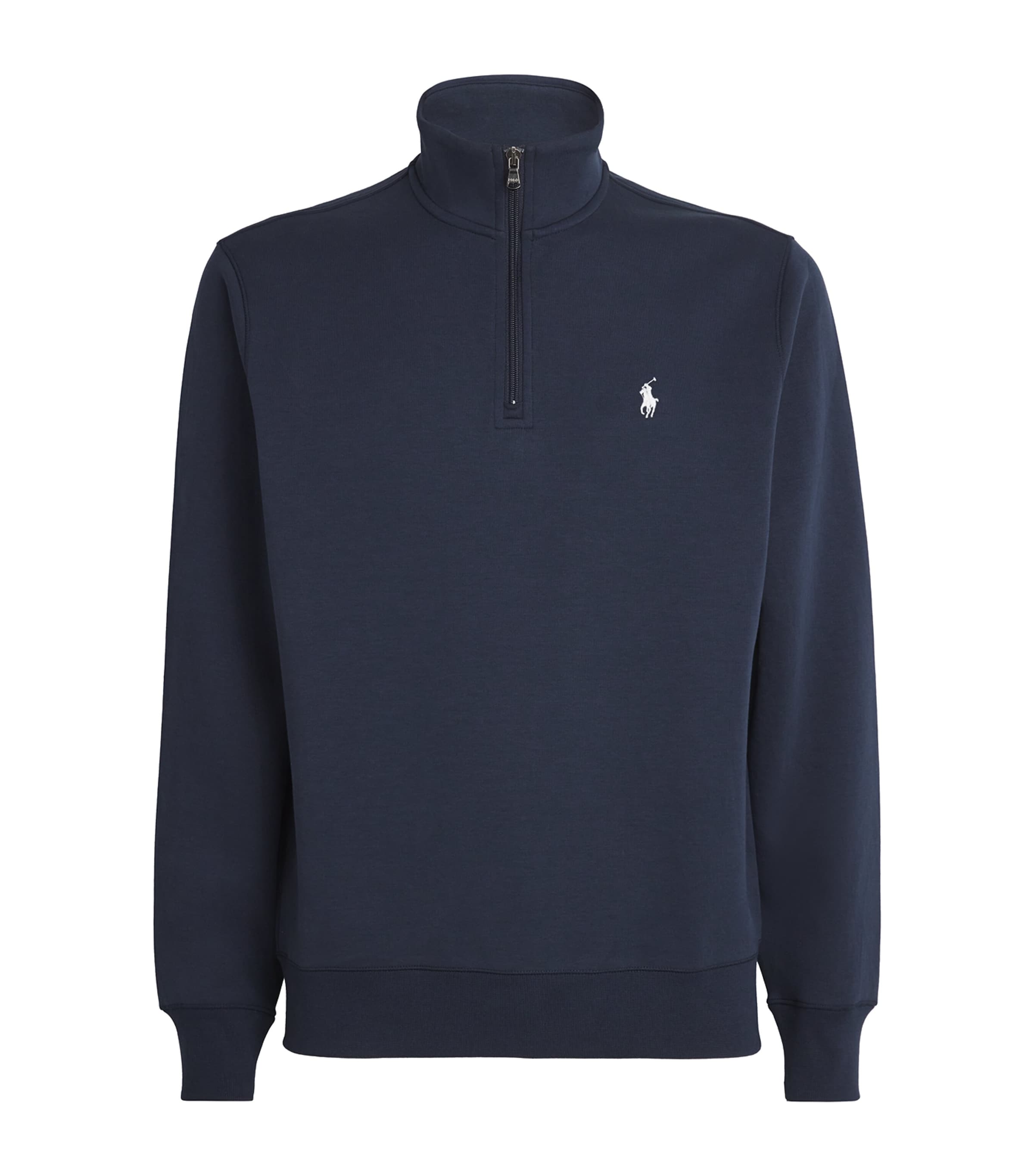 Cotton-Blend Quarter-Zip Sweatshirt BLUE