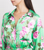L'Agence Green Satin Floral Virlen Mini Dress
