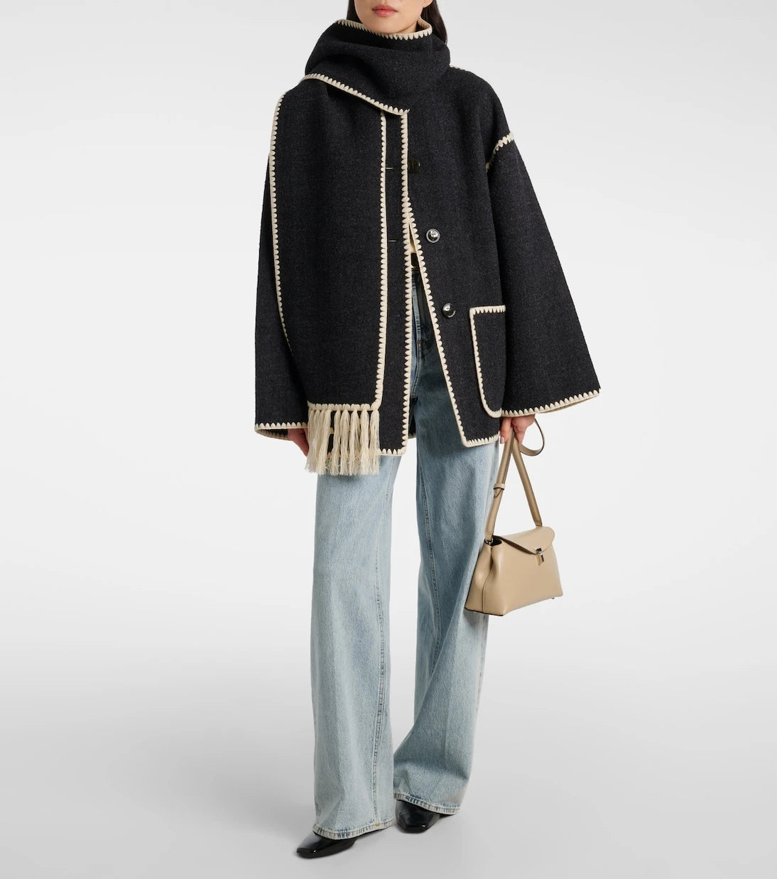 Toteme - Embroidered wool-blend scarf jacket