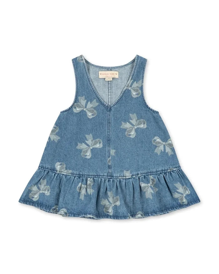 Konges Sløjd MAGOT FRILL DRESS GOTS Çocuk Denim Elbise