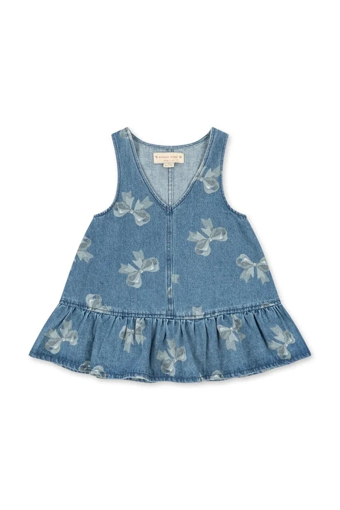 Konges Sløjd MAGOT FRILL DRESS GOTS Çocuk Denim Elbise