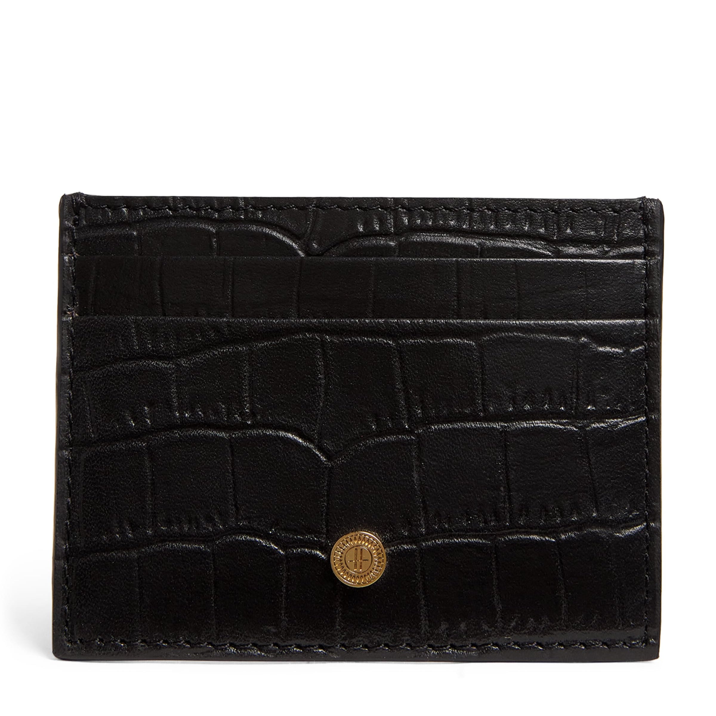 Harrods Black Croc-Embossed Leather Card Holder