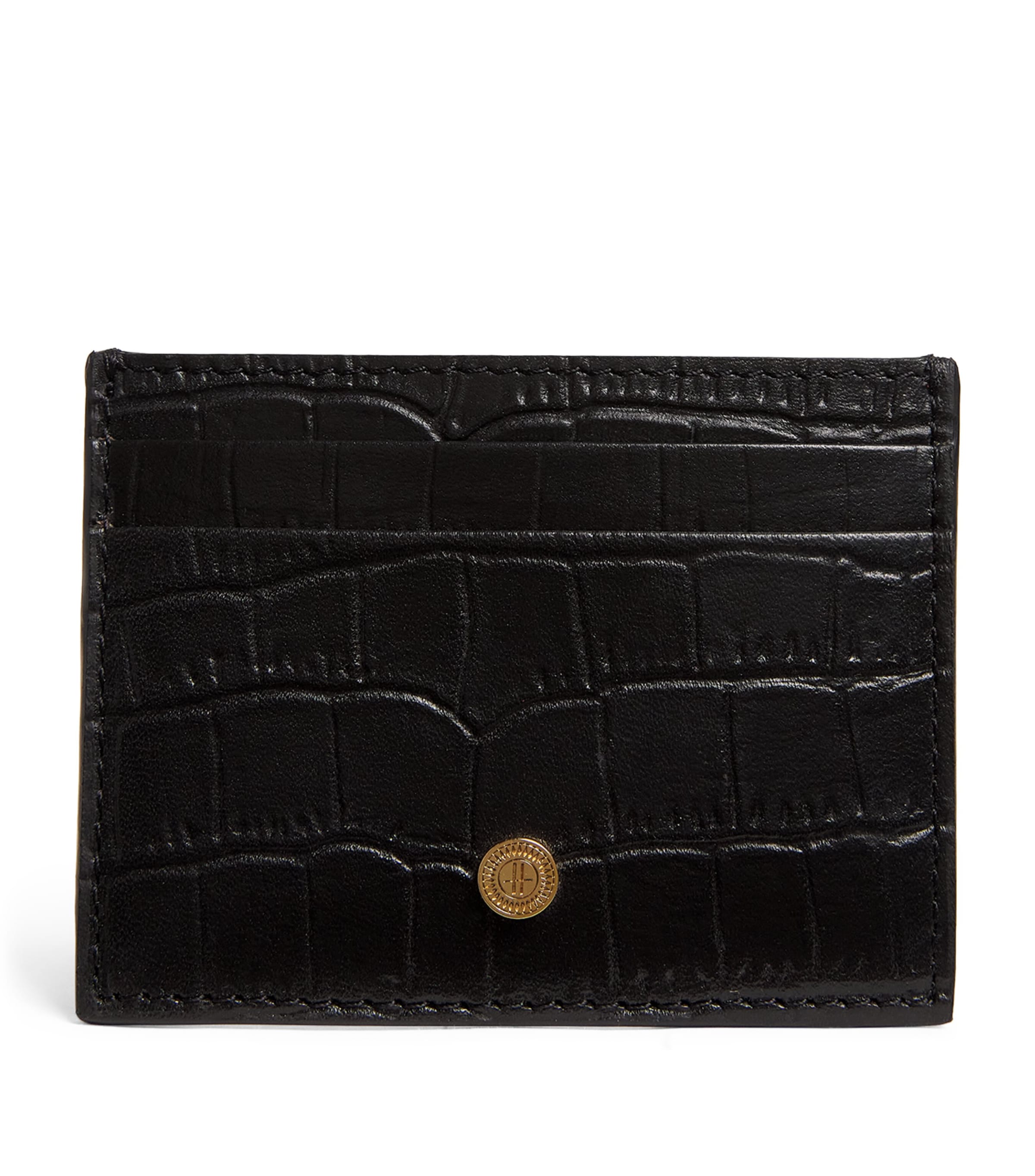 Harrods Black Croc-Embossed Leather Card Holder