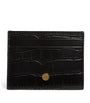 Black Croc-Embossed Leather Card Holder