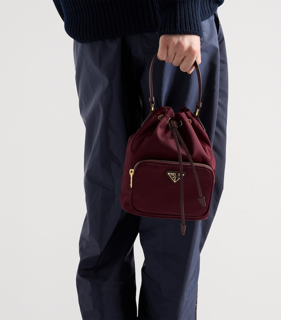 Prada Burgundy Re-Nylon Duet Bucket Bag