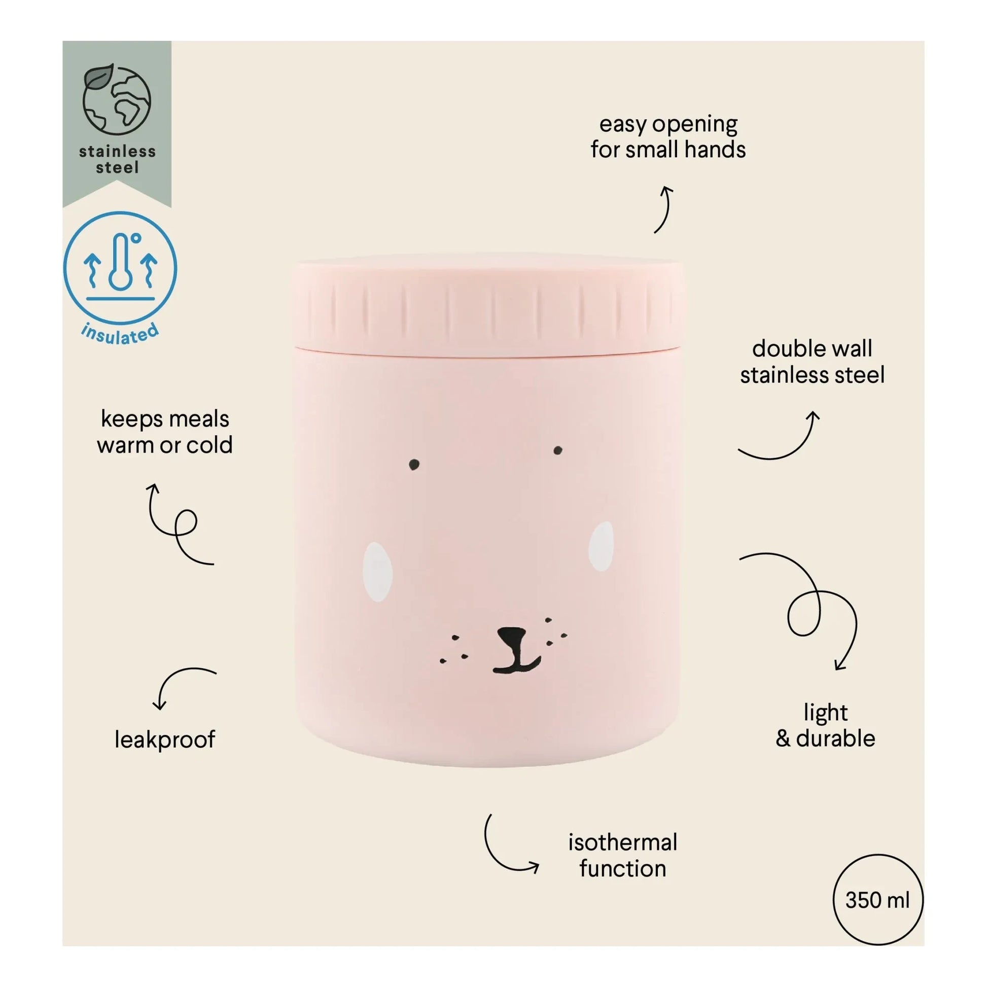 Trixie - Isothermal lunch box 350 ml Mrs Rabbit | Pink
