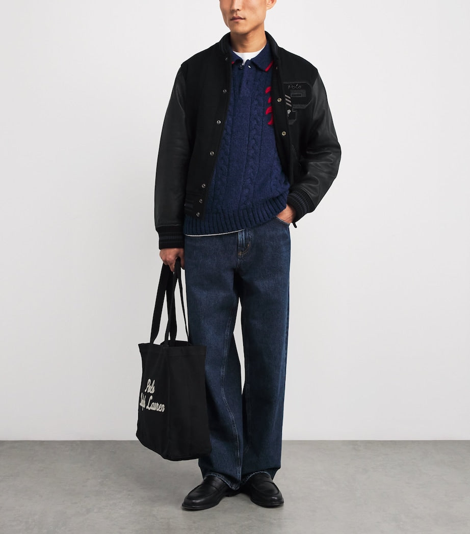 Polo Ralph Lauren Wool-Blend Leather-Sleeve Varsity Jacket