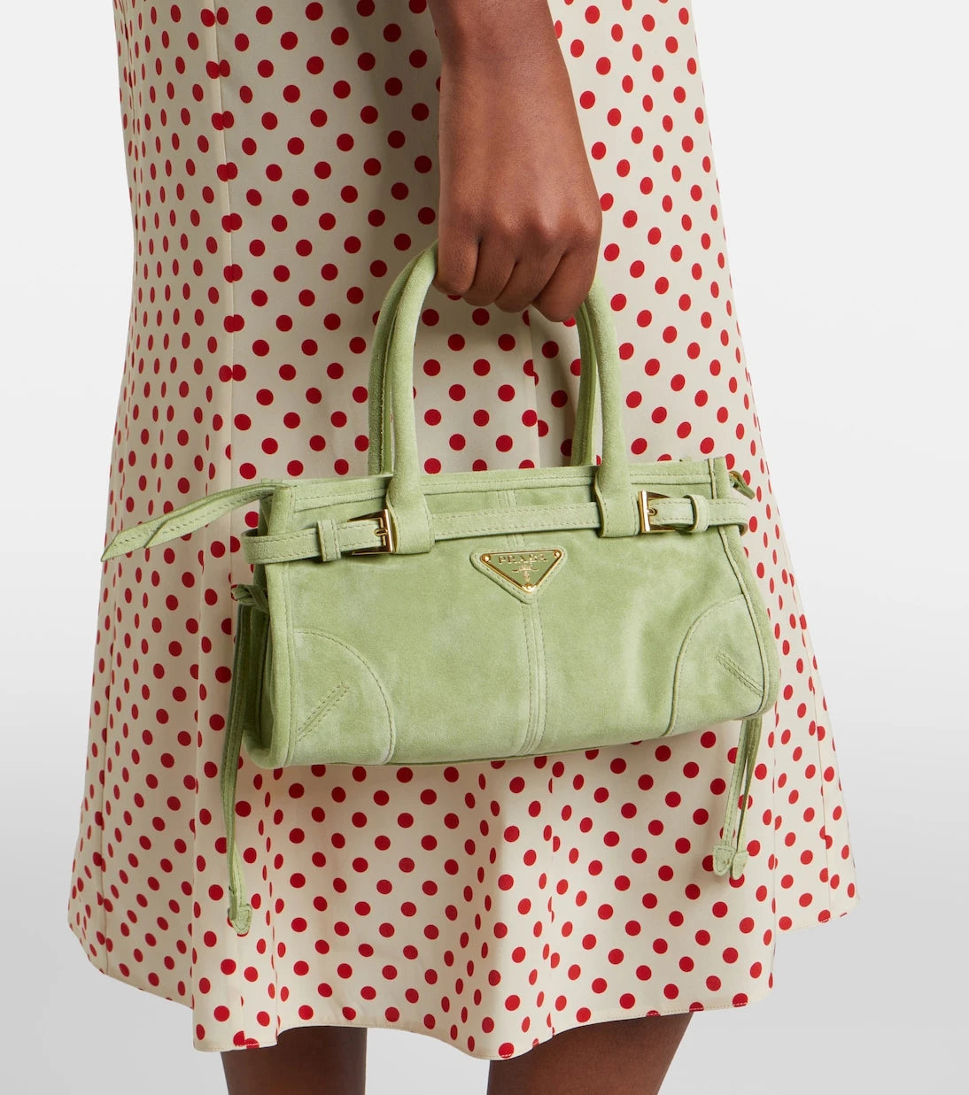 Prada - Prada Bonnie Mini suede top-handle bag