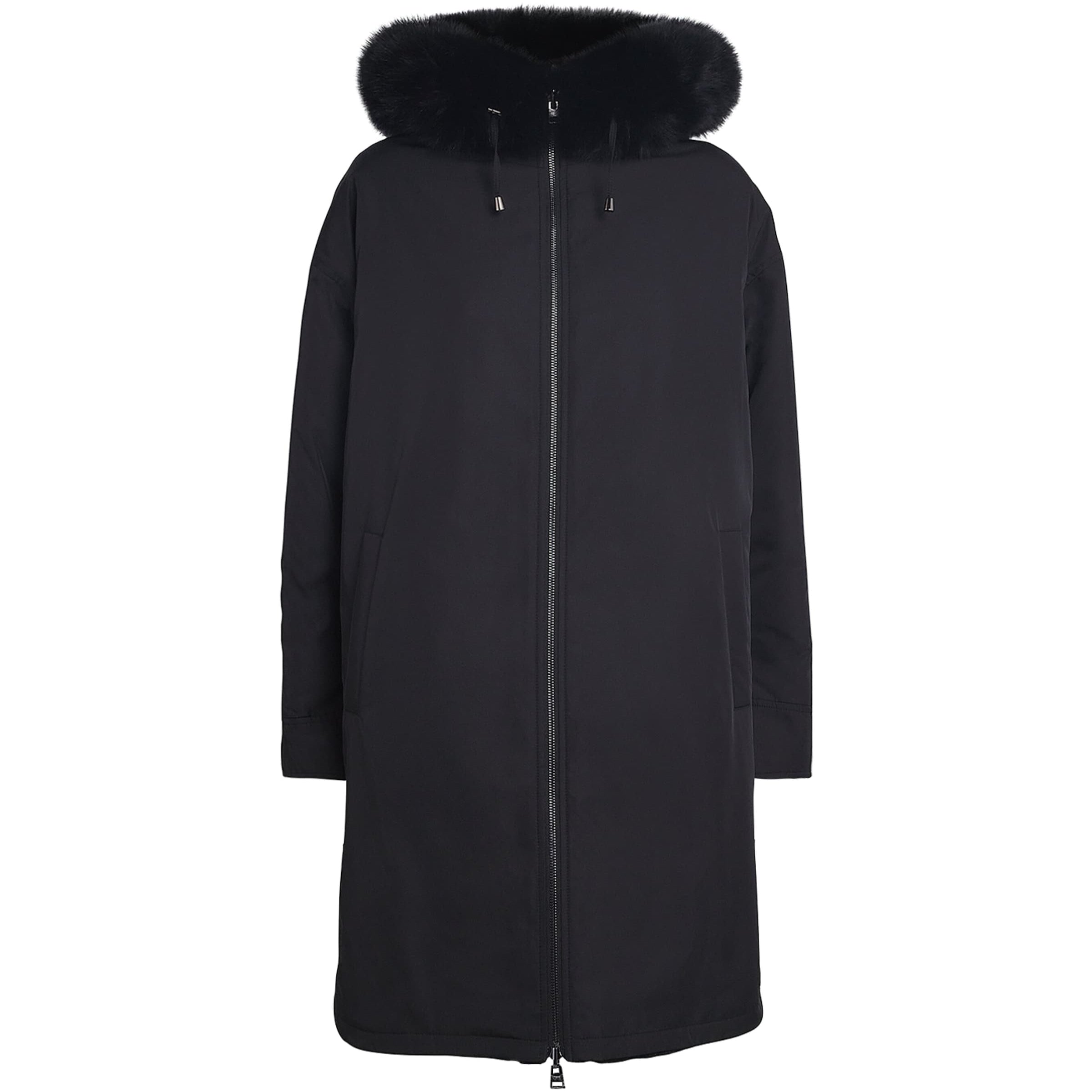 Yves Salomon Black Fox-Rabbit Fur-Trim Parka