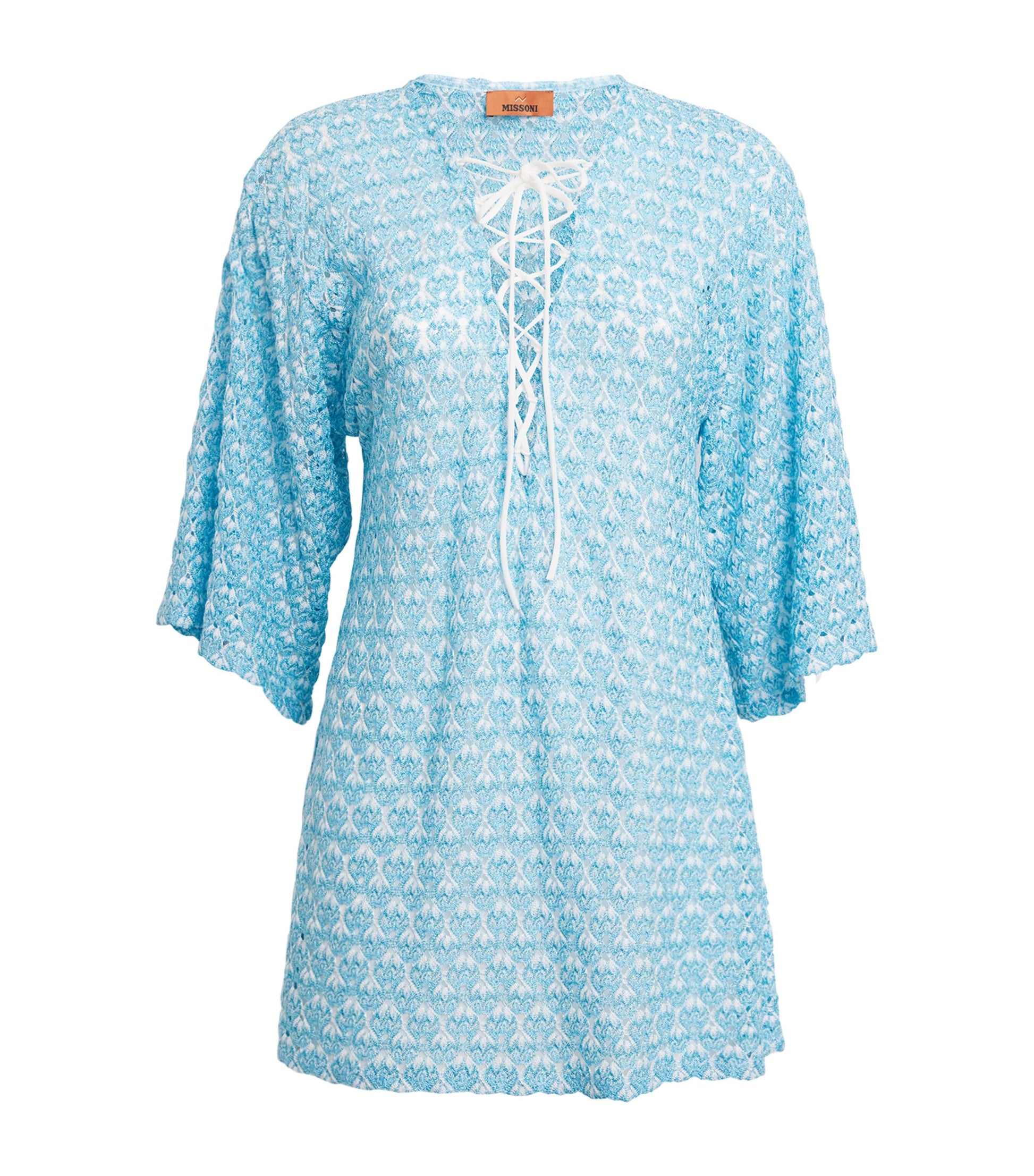 Missoni Blue Metallic-Crochet Mini Dress