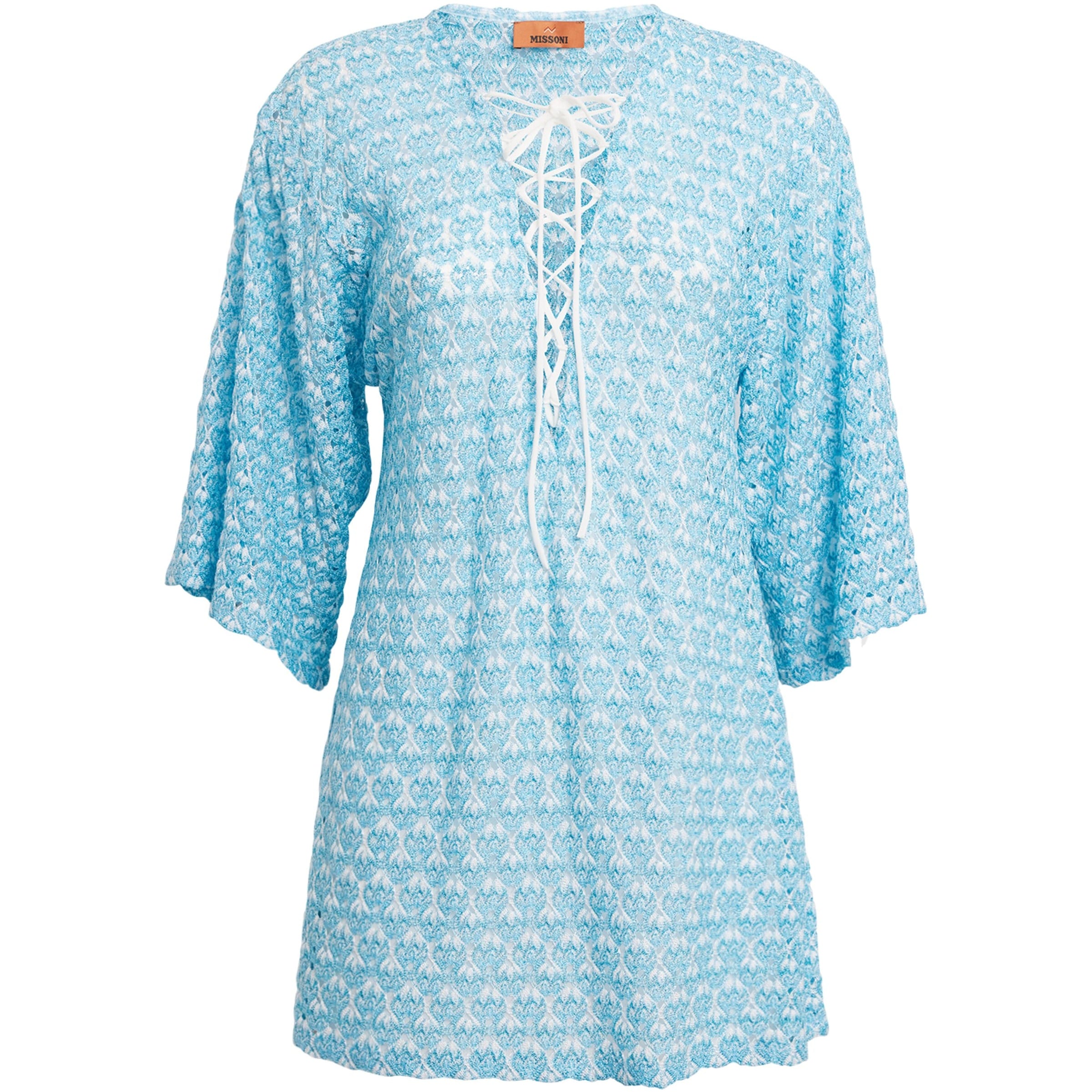 Blue Metallic-Crochet Mini Dress