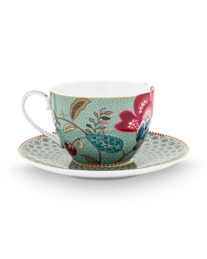 Pip Studio sırlı porselen çay fincanı ve tabağı 300 ml