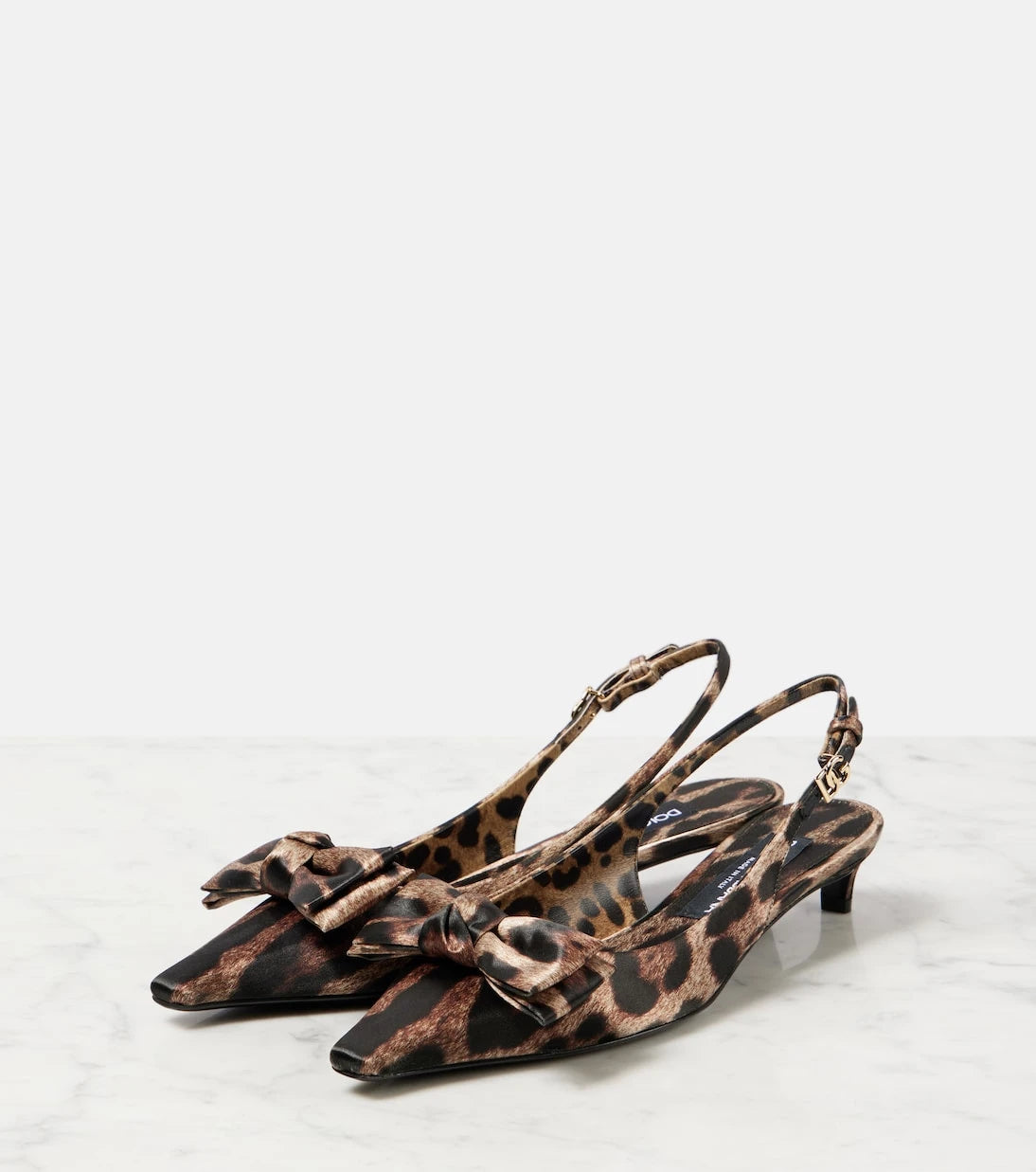 Dolce&Gabbana - Leo 30 printed satin slingback pumps