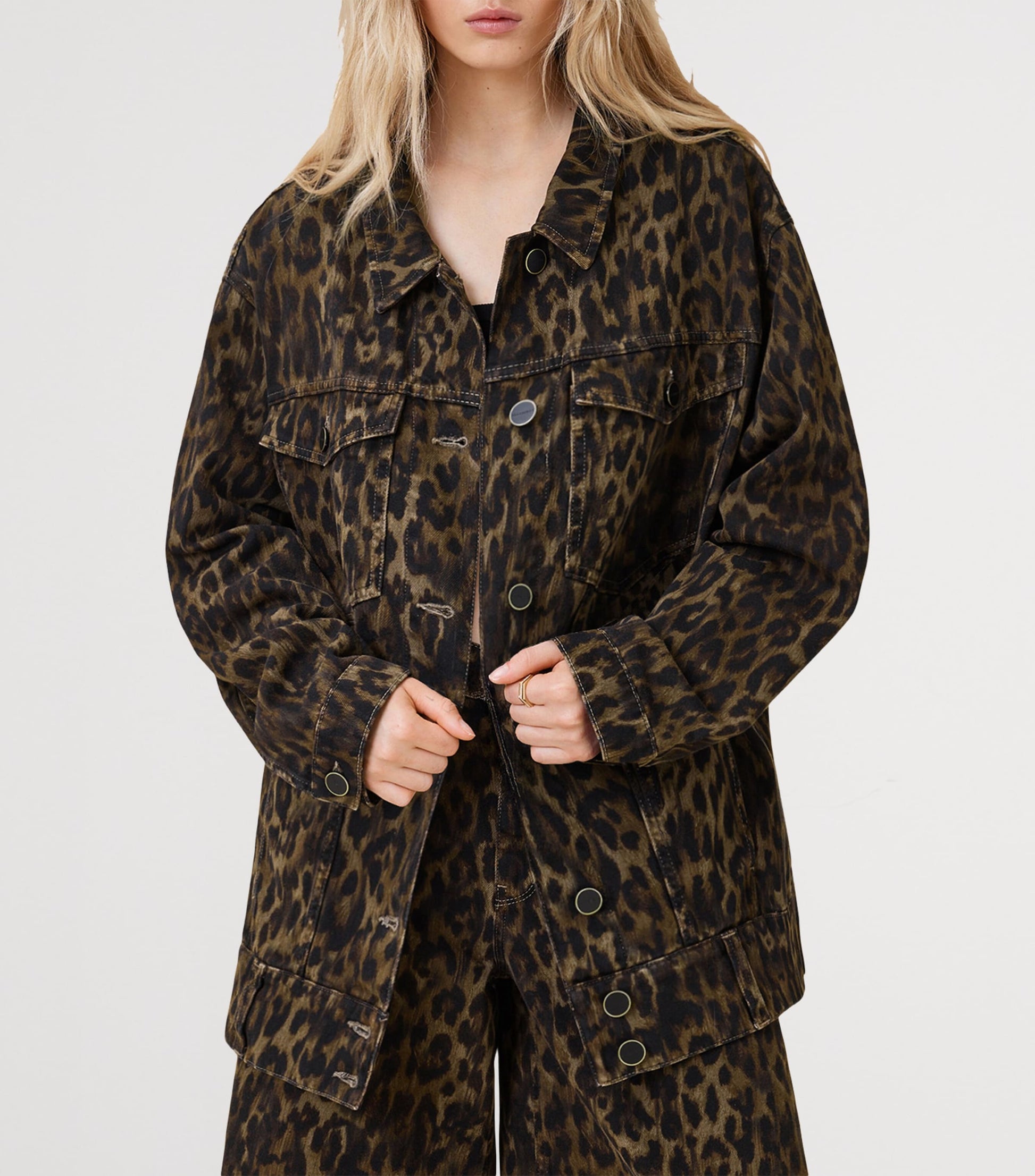 Brown Leopard Print Willow Denim Jacket