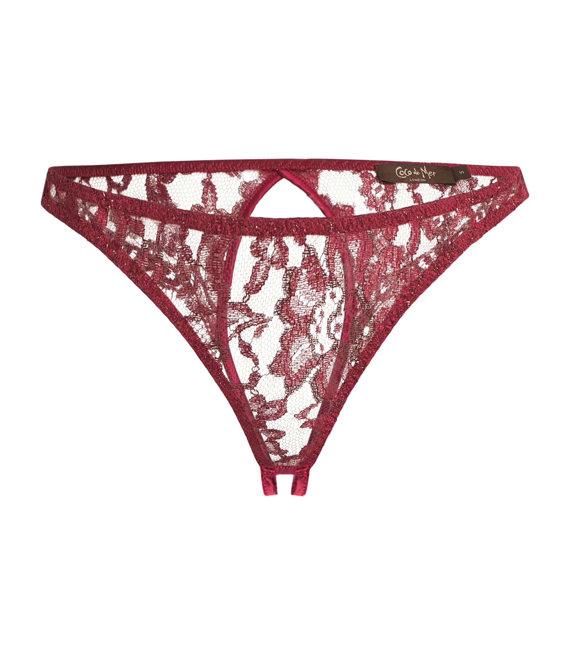 Coco De Mer Burgundy Lace-Silk Naraya Open Thong