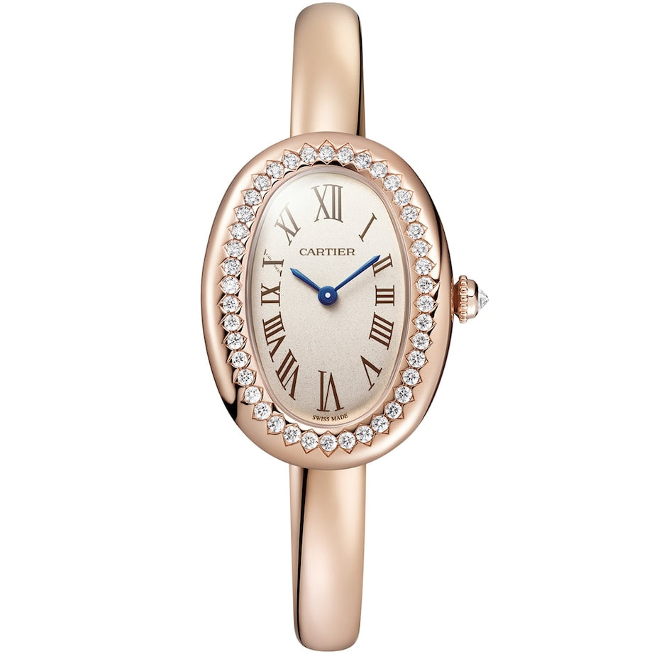 Small Rose Gold and Diamond Baignoire de Cartier Watch 23.1mm (Size 15)