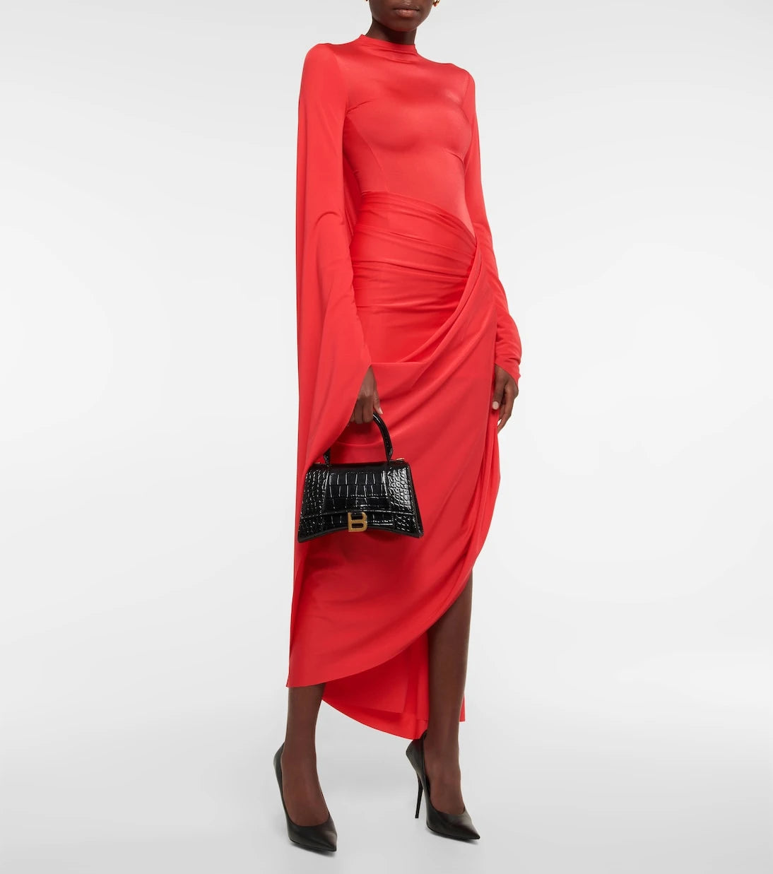 Balenciaga - Hourglass Small croc-effect leather crossbody bag