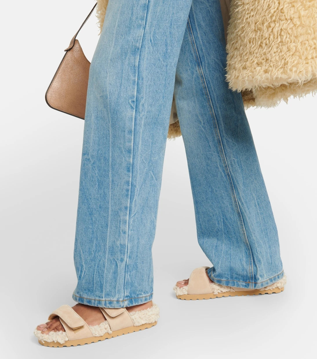 Gia Borghini - Alvine suede and shearling slides